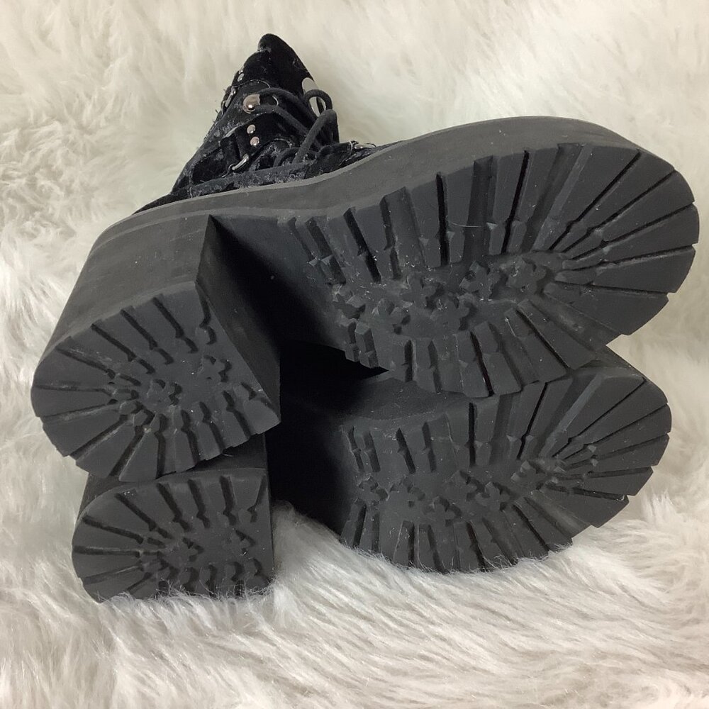 Killstar Black Velvet Broom Rider Platform Boots EU 41 US 10 - Picture 6 of 9